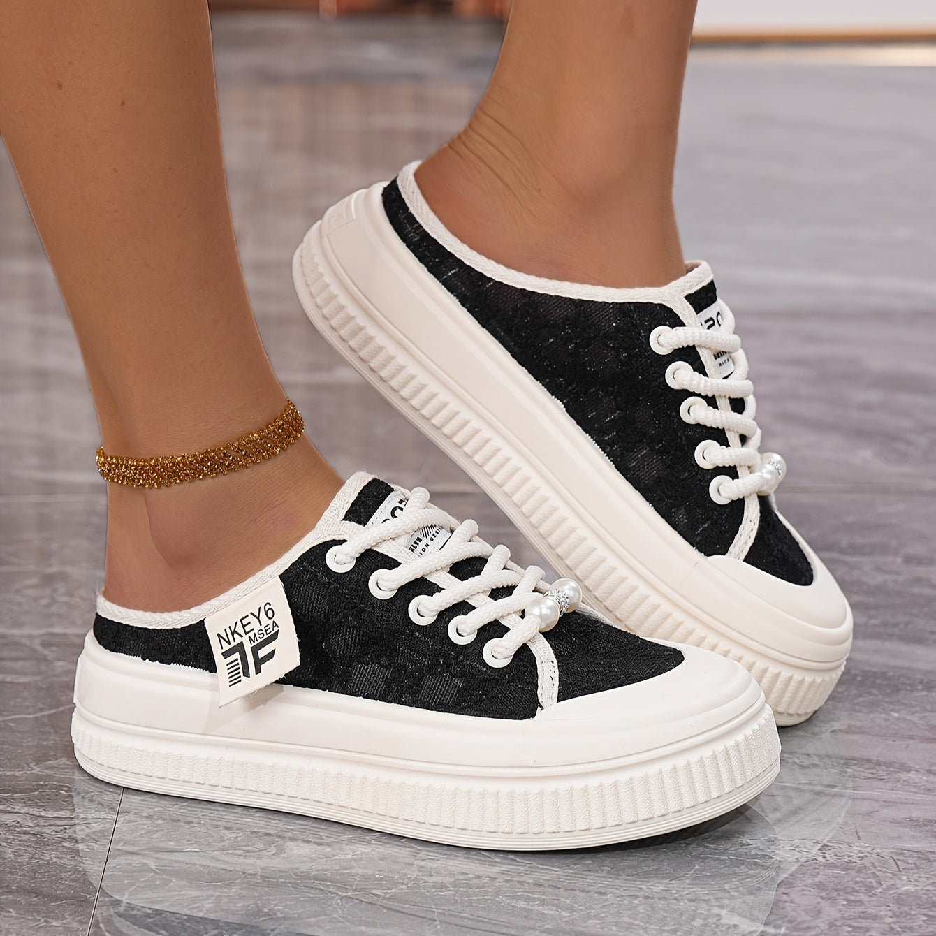 Women's Chunky Platform Sandals Breathable Mesh PU Upper White Summer Shoes