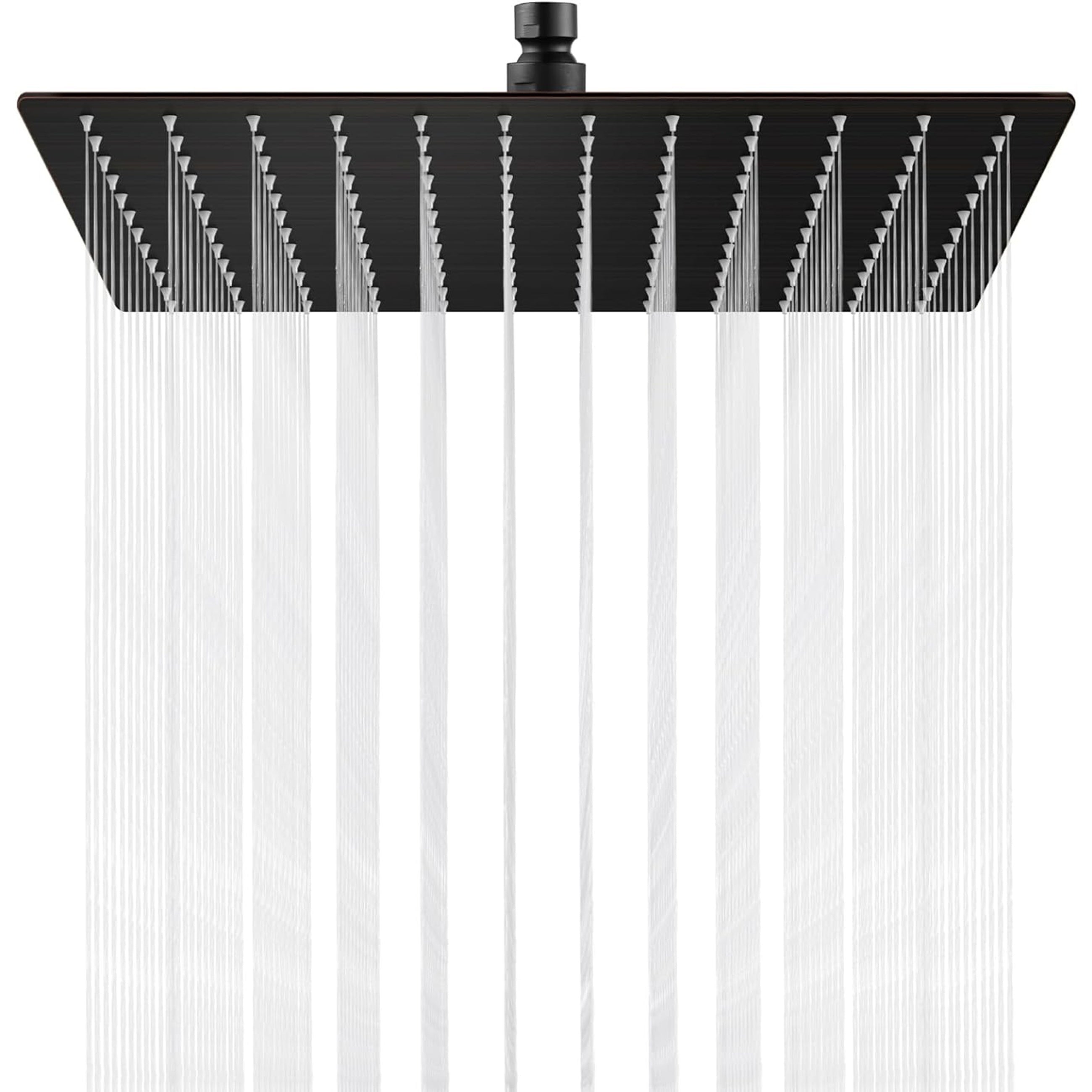 Mat qora rangdagi zanglamaydigan po'lat kvadrat dush boshligi, yuqori bosim, zanglamas dizayn, qattiq suv filtri. 20.32 sm, 25.4 sm, 30.48 sm o'lchamlarida mavjud.