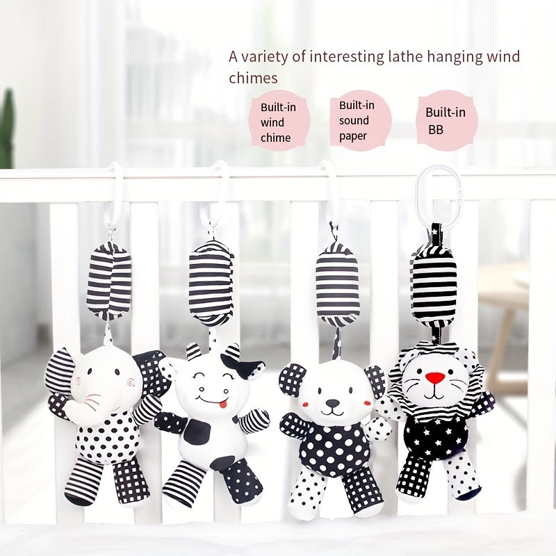 Baby Toy Hanging Plush Rattle Bed Bell for Newborns Black and White Educational Toy