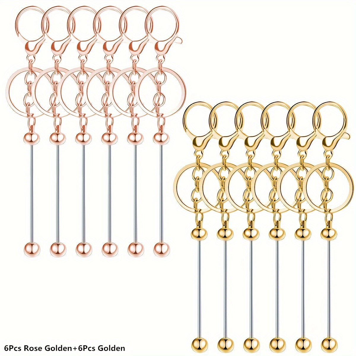 Golden Pearl Keychain Rods Set for DIY Crafts Pendant Hanging Chain for Men and Women