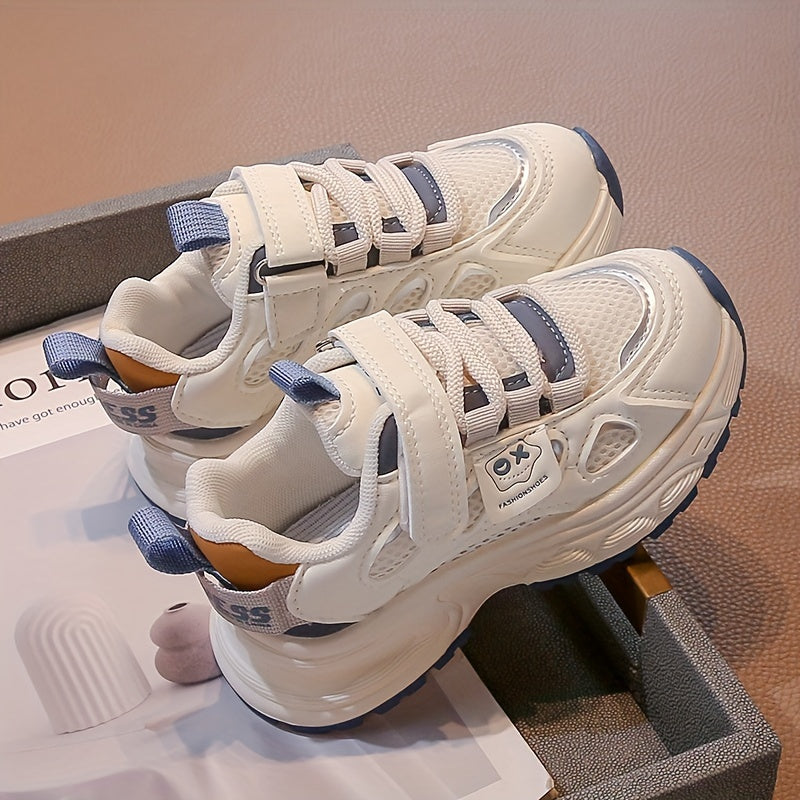 Kids' Mesh Sneakers with Strap Closure for Boys and Girls, Low Top, Rubber Sole