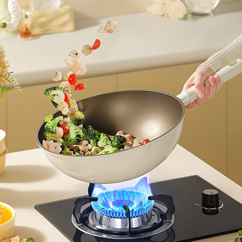 Titanium-Coated Non-Stick Wok Pan with Lid Induction Ready All Cooktops