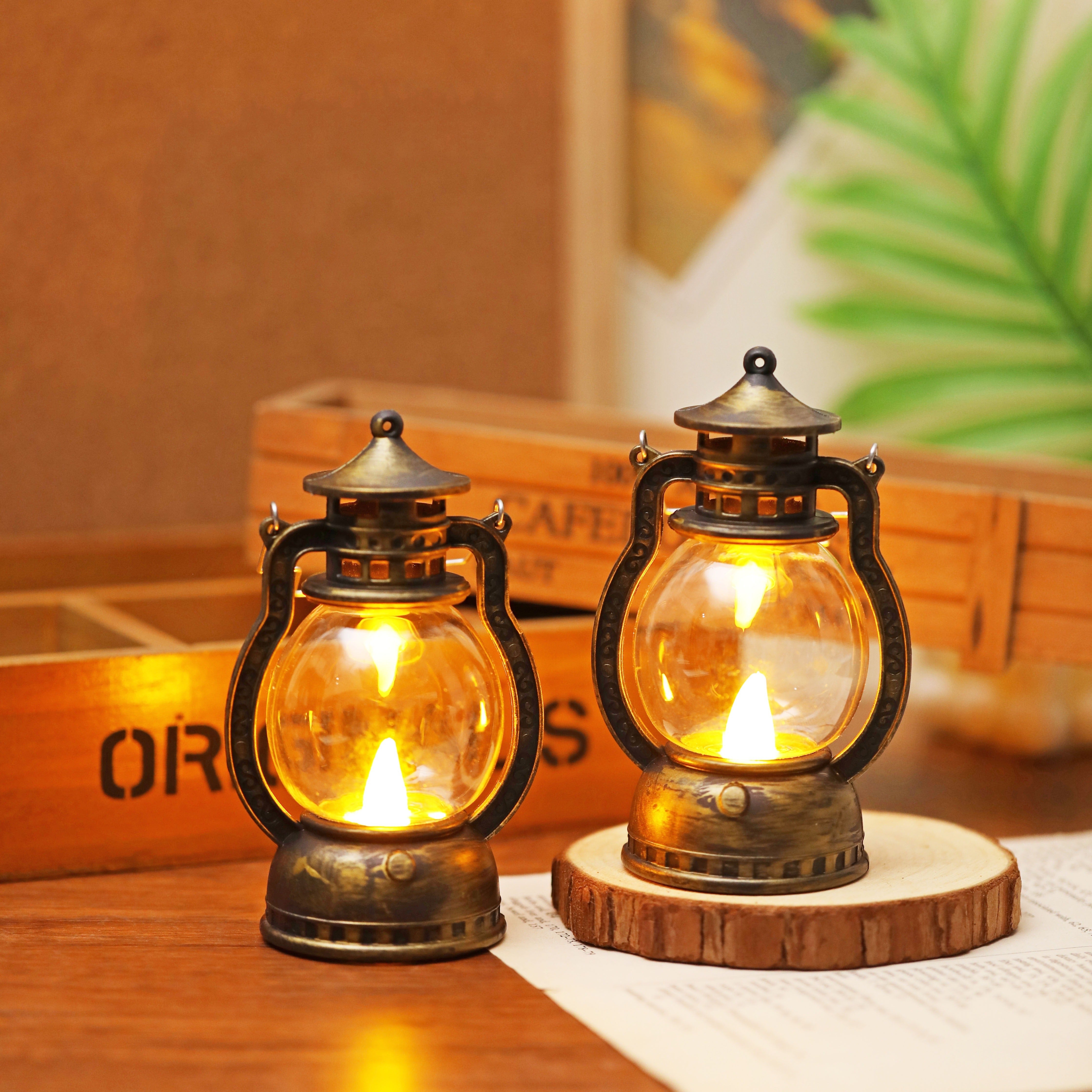 Mini LED Lantern with Battery Included for Decoration Bedroom Party Holiday Faux Candle Light