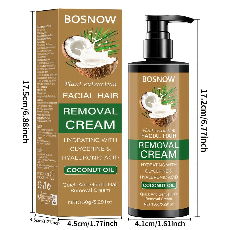 Crema depilatoria unisex de aceite de coco 150g sin dolor, rápida y suave