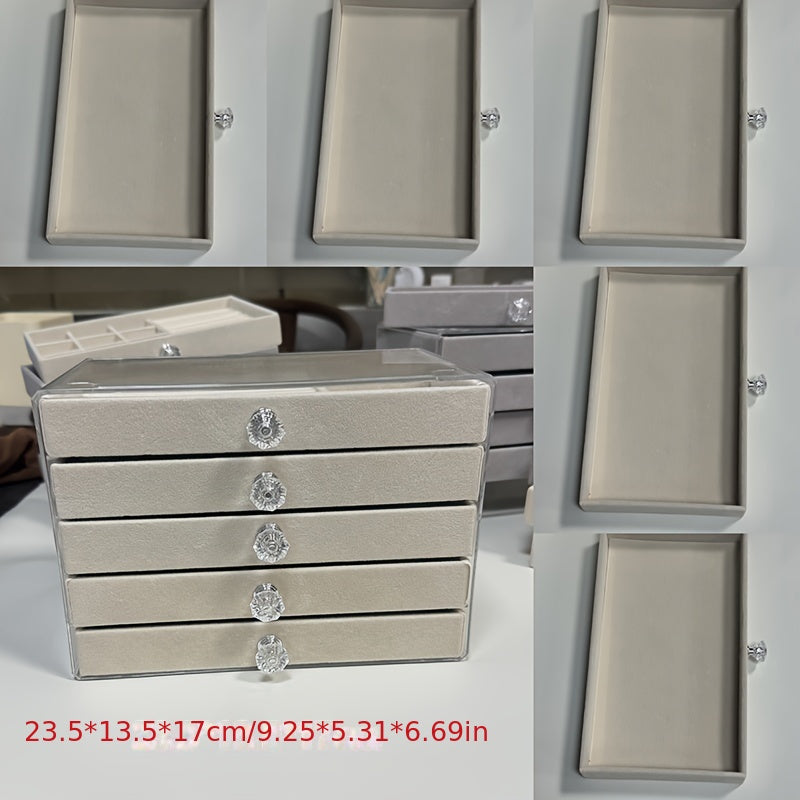 Органайзер для украшений из бархата с боковыми дверцами, 5 уровней, современный дизайн для серег, часов, аксессуаров