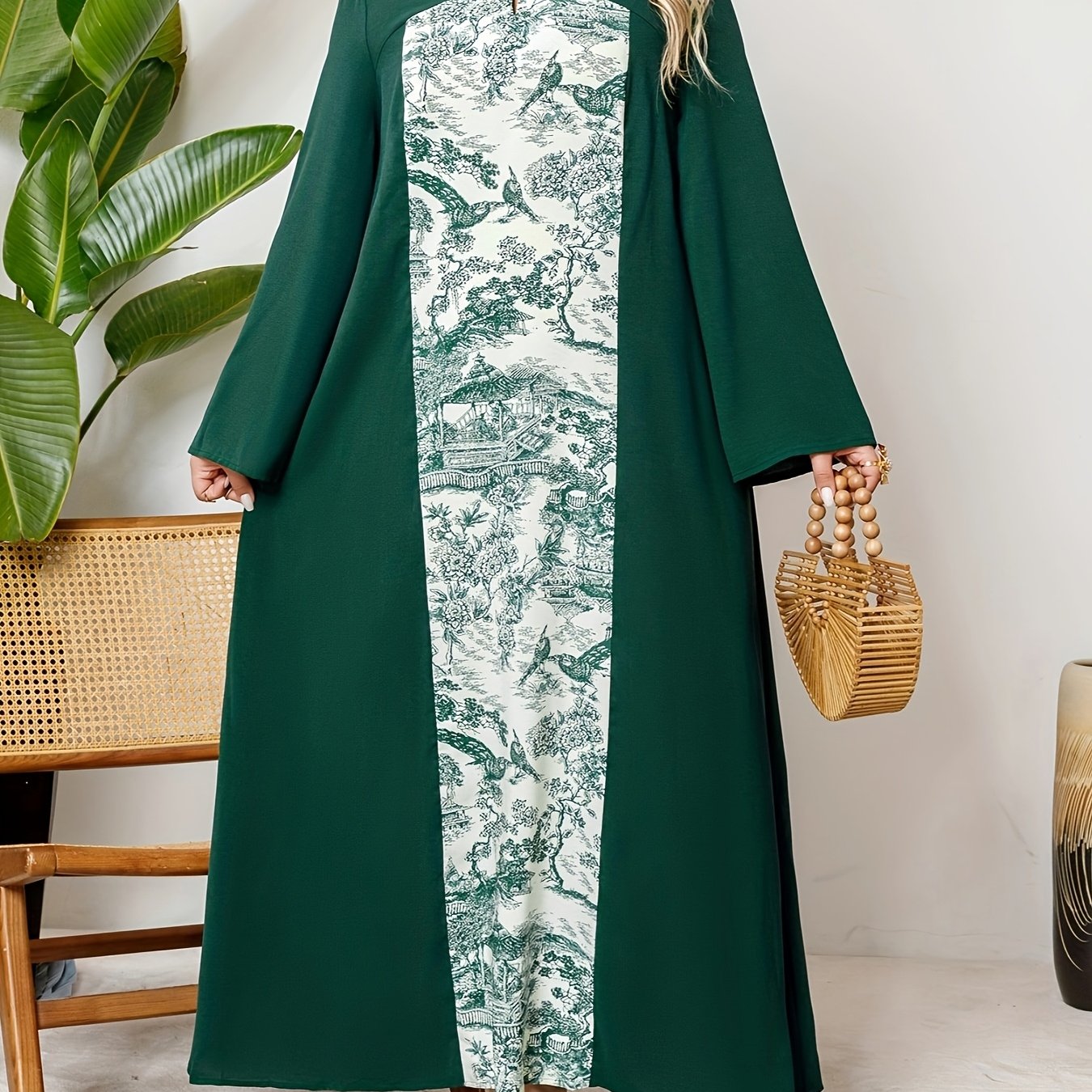 Women's Mandarain Collar Tunic Dress Polyester All-Season Loose Fit