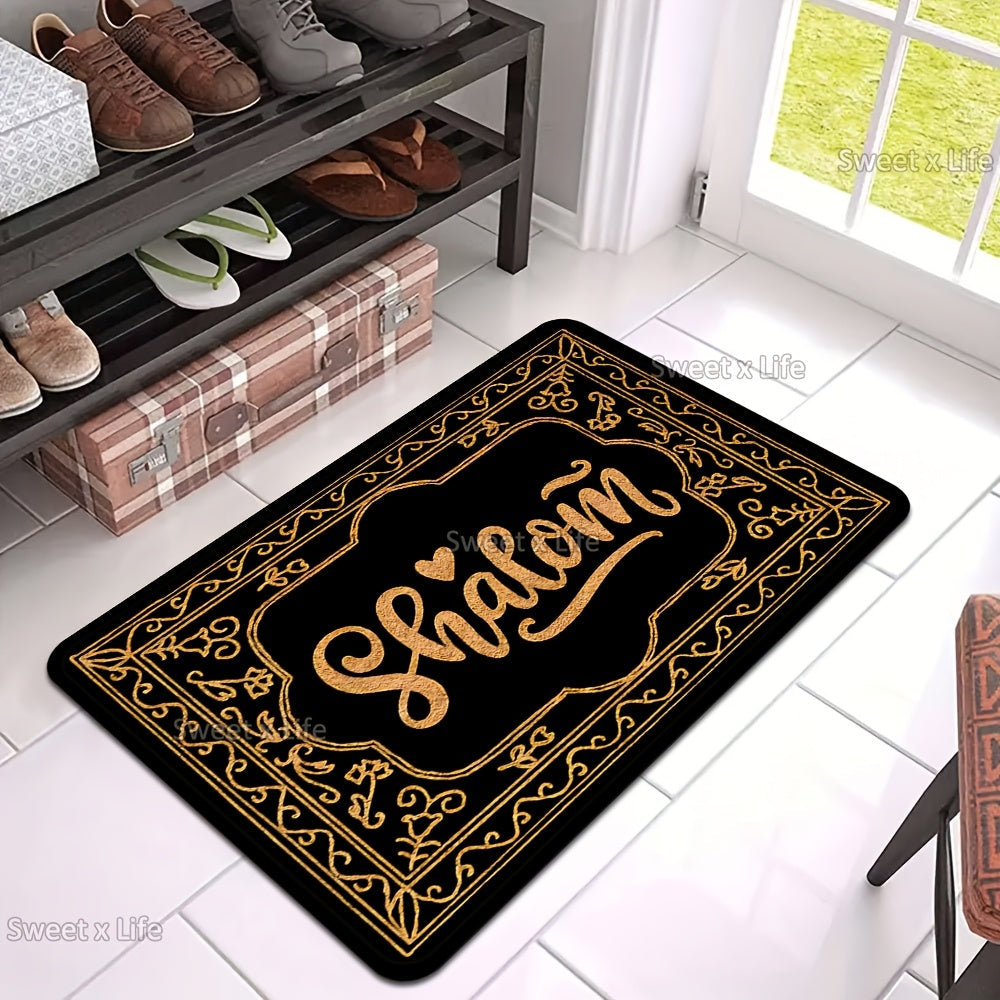 Welcome Doormat Waterproof Non-Slip Polyester Stain-Resistant Low Pile