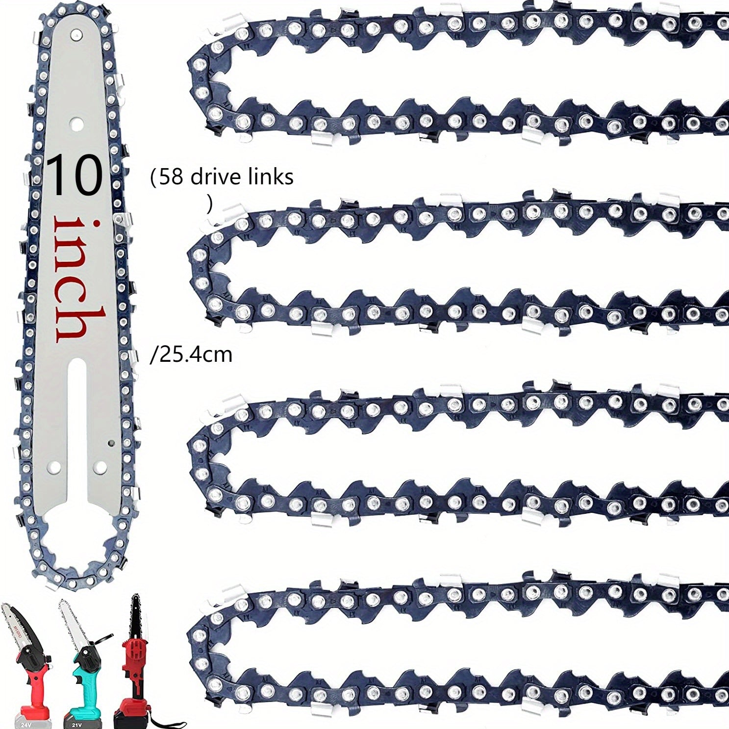 4 Pcs 15.24 cm Mini Chainsaw Replacement Chains for Cordless Electric Mini Chainsaws Woodworking DIY