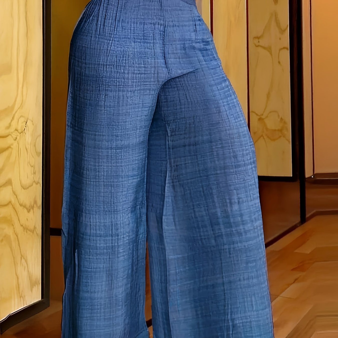 Plus Size Women's Wide Leg Cotton Pants Summer Breathable Solid Color Relaxed Fit