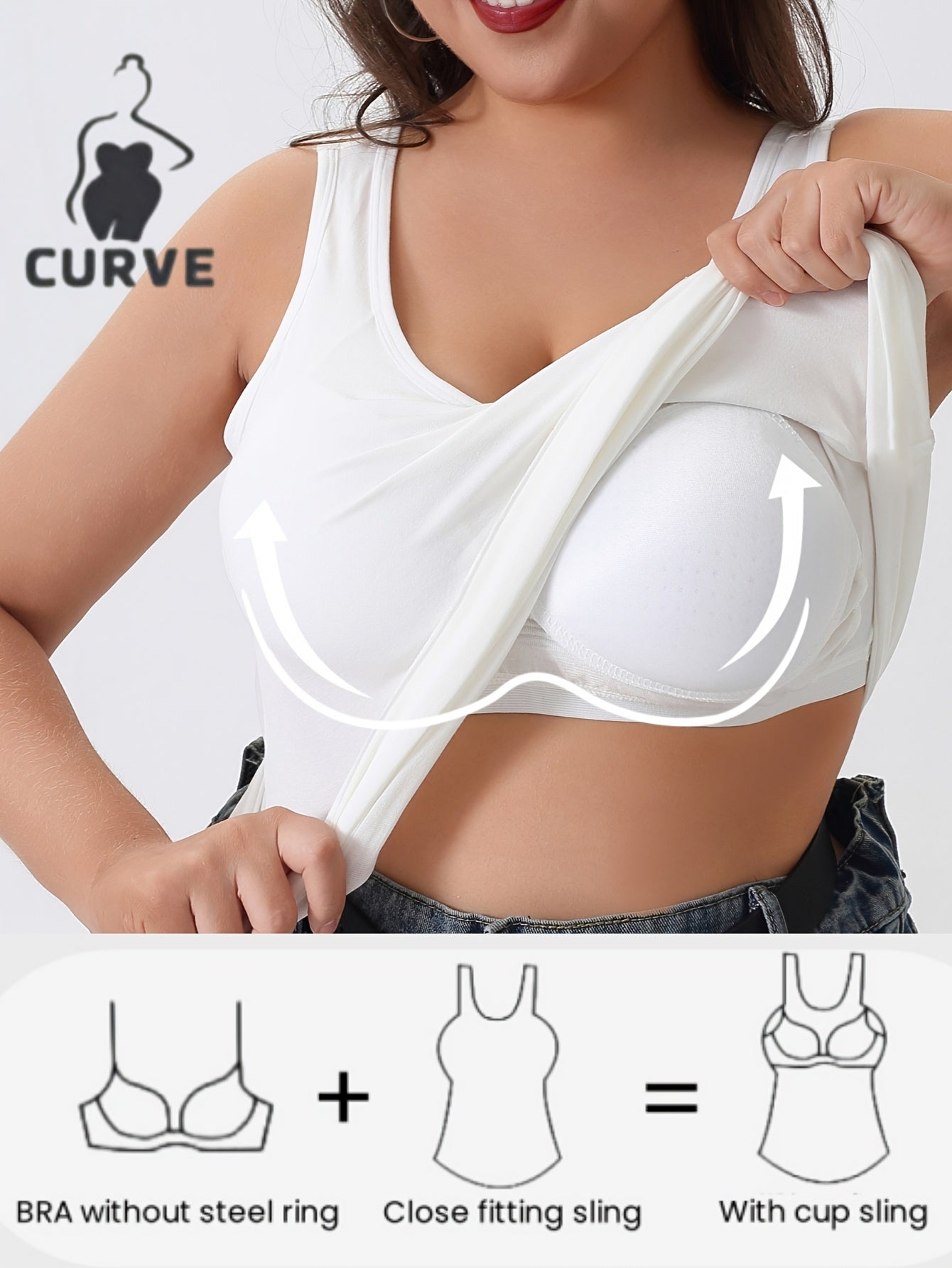 Plus Size Women's Underwear Set with Built-in Bra Pads for Daily or Sports Wear