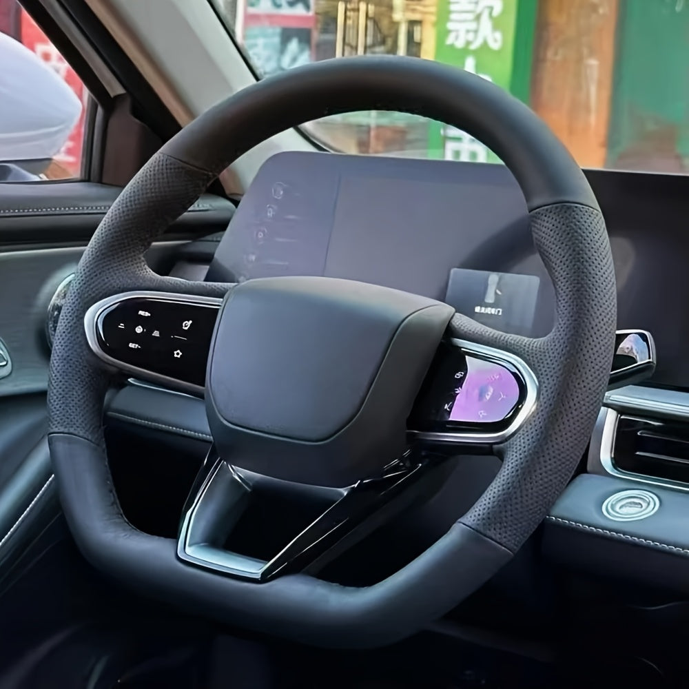 Leather Steering Wheel Cover for Car, Universal Fit, Dustproof and Durable