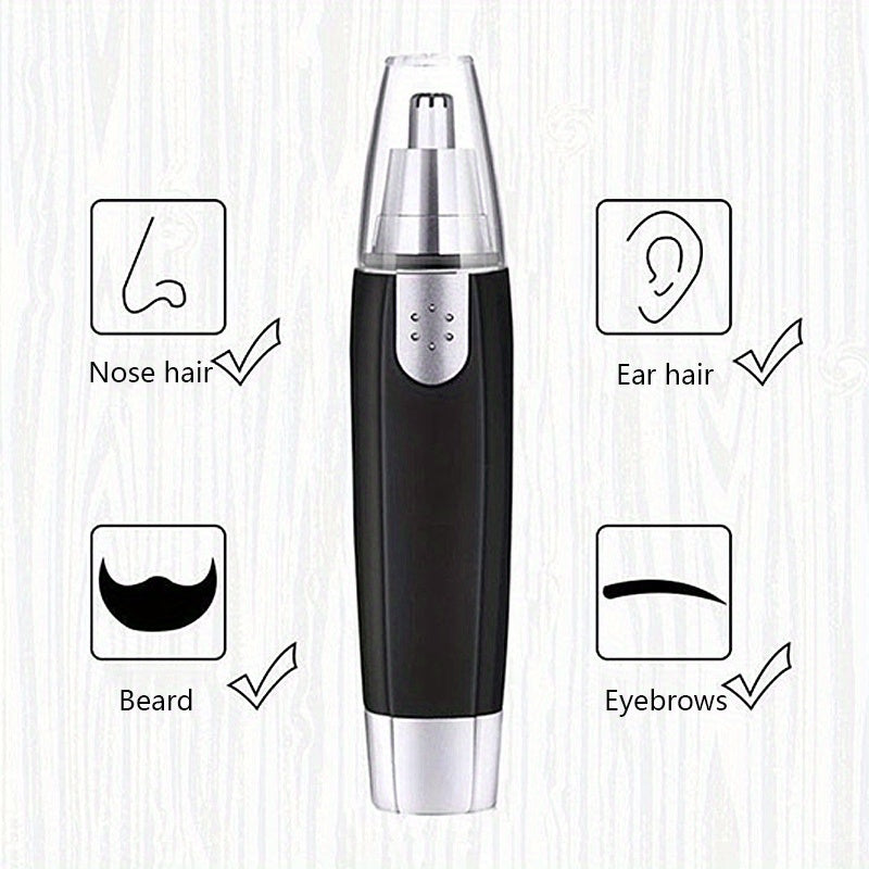 Men Women Electric Ear Nose Hair Trimmer 2-in-1 Battery Powered Interchangeable Heads