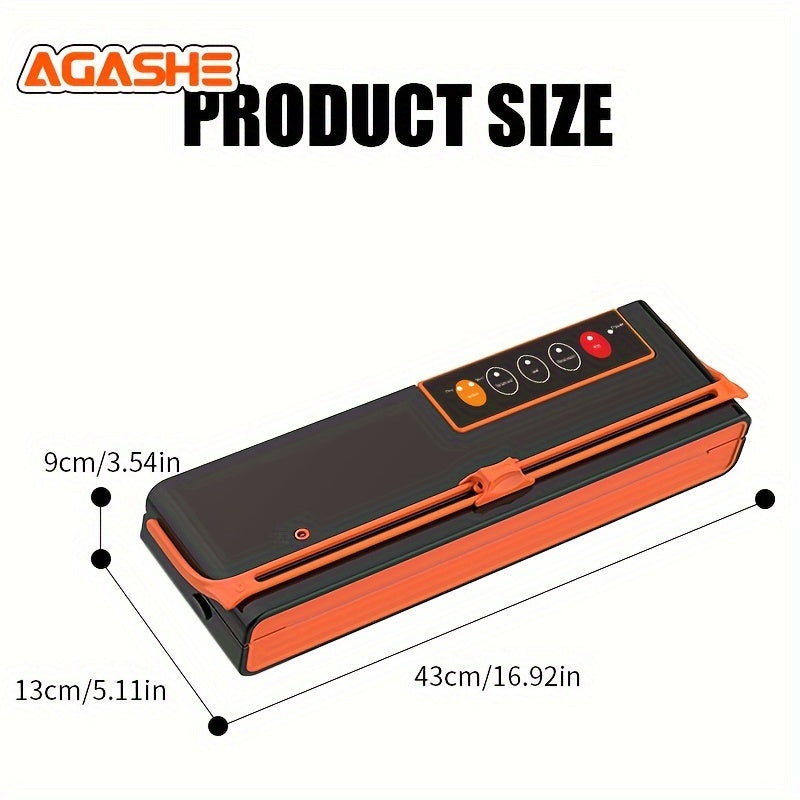 Orange and black vacuum sealer with cutting knife bag holder 50 pre-cut bags external suction