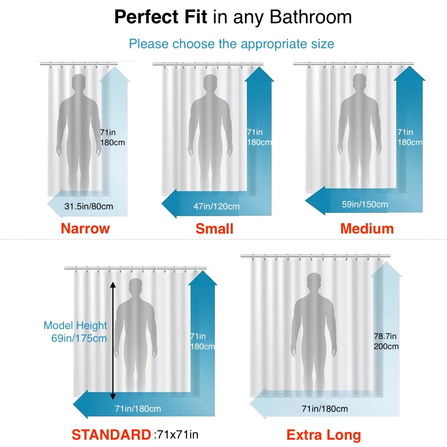 Checkered PEVA Shower Curtain Liner Waterproof Semi-Transparent with Hooks Bathroom Decor