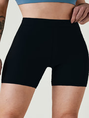 Women's High-Waisted Leggings Polyester Blend Non-See-Through Solid Black