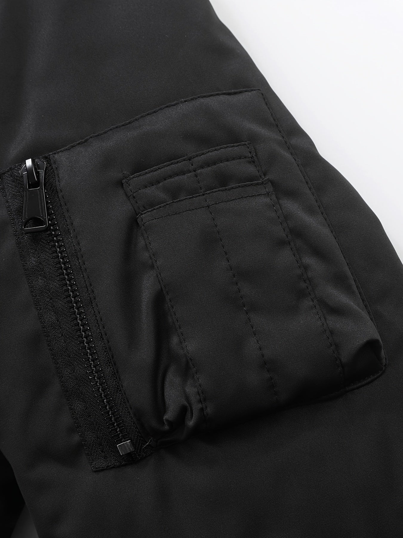 Men's Plus Size Bomber Jacket Solid Color Polyester Preppy Baseball Collar Zipper Regular Fit