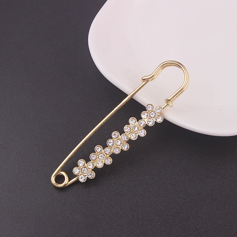 Set of 10 Elegant Faux Pearl and Rhinestone Brooches for Scarves and Cardigans