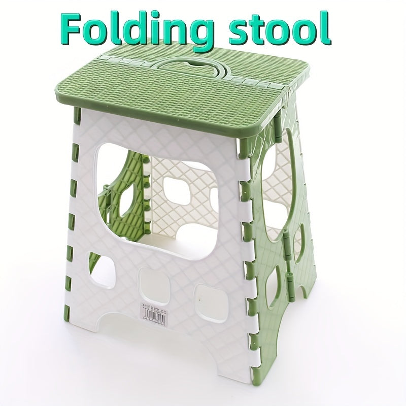 Qo'l tutqichi bilan portativ egiluvchan stul, hammom, yotoqxona, oshxona, ochiq havoda faoliyatlar va sayohat uchun ideal; Siqilgan va engil plastik stul