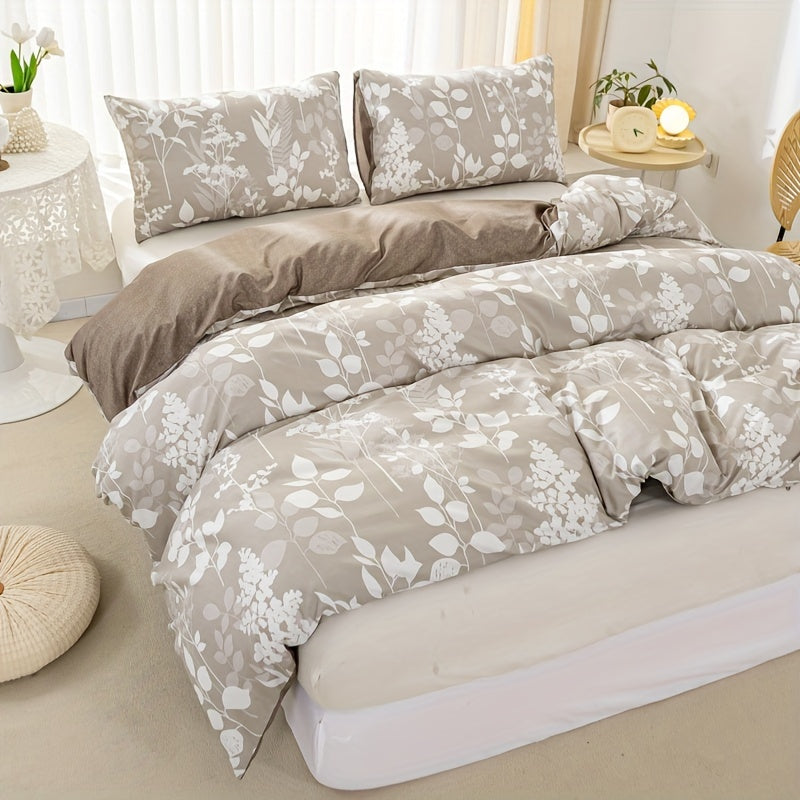 Breathable Multicolor Floral Duvet Cover Set with Pillowcases and Zipper Closure