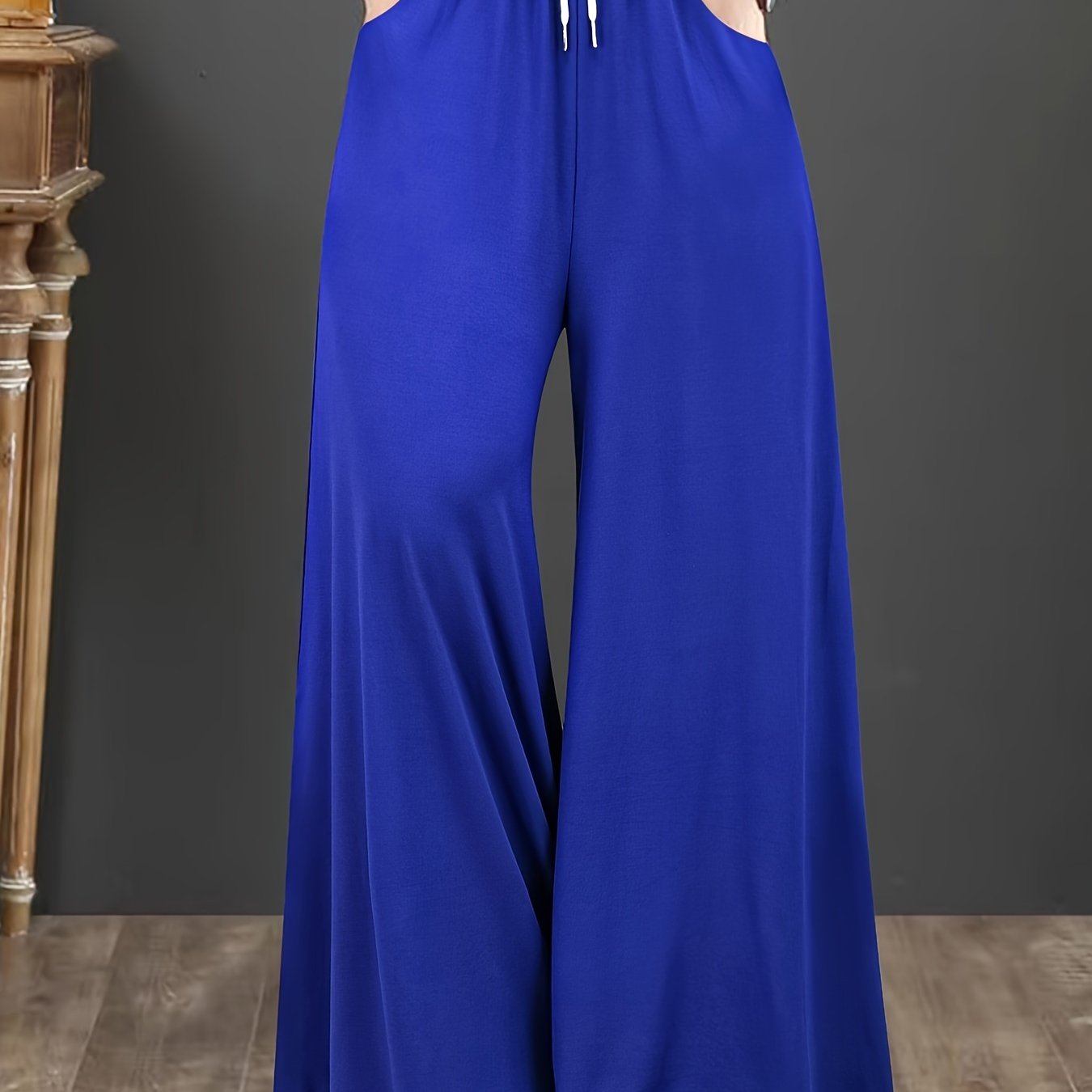 Plus Size Wide Leg Drawstring Pants Women Spring Summer Loose Pants