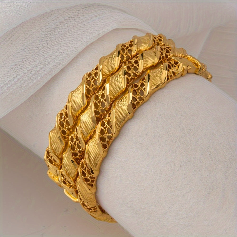 Gold Plated Copper Cuff Bracelet for Women Adjustable Bangle Jewelry Gift