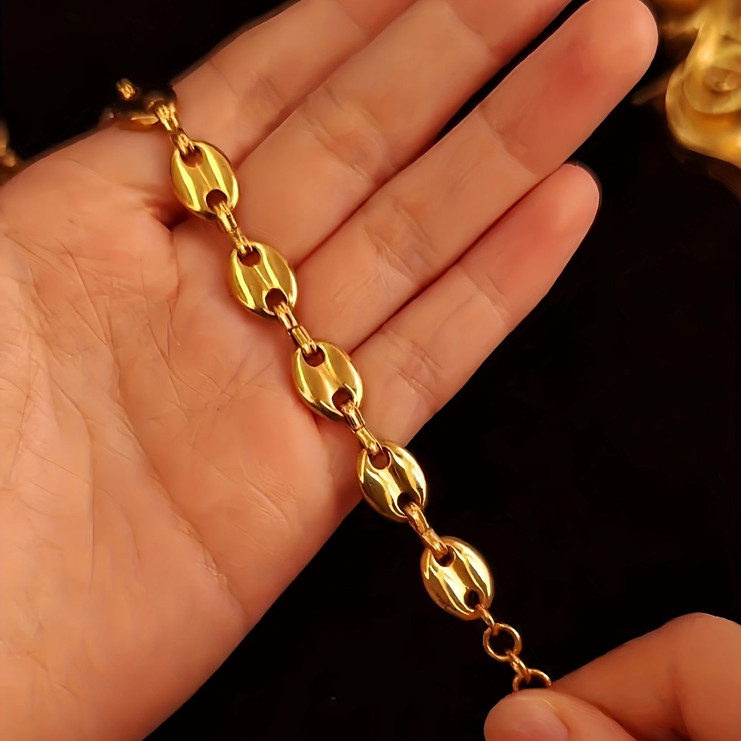 Zarif Qahva Donasi Pendant Marjon, Oltin Qoplamali Noxush Po'lat Y-Shaklidagi Zanjir, Har kuni kiyish uchun ideal, erkaklar va ayollar uchun.