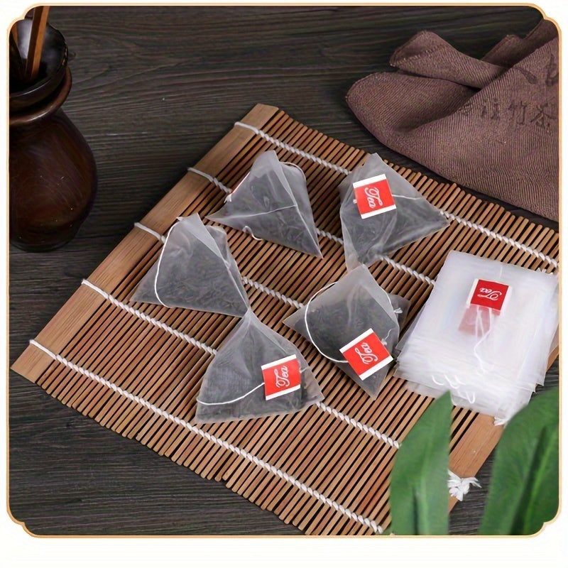 White Disposable Nylon Tea Filter Bags Pack of 100 for Loose Leaf Tea
