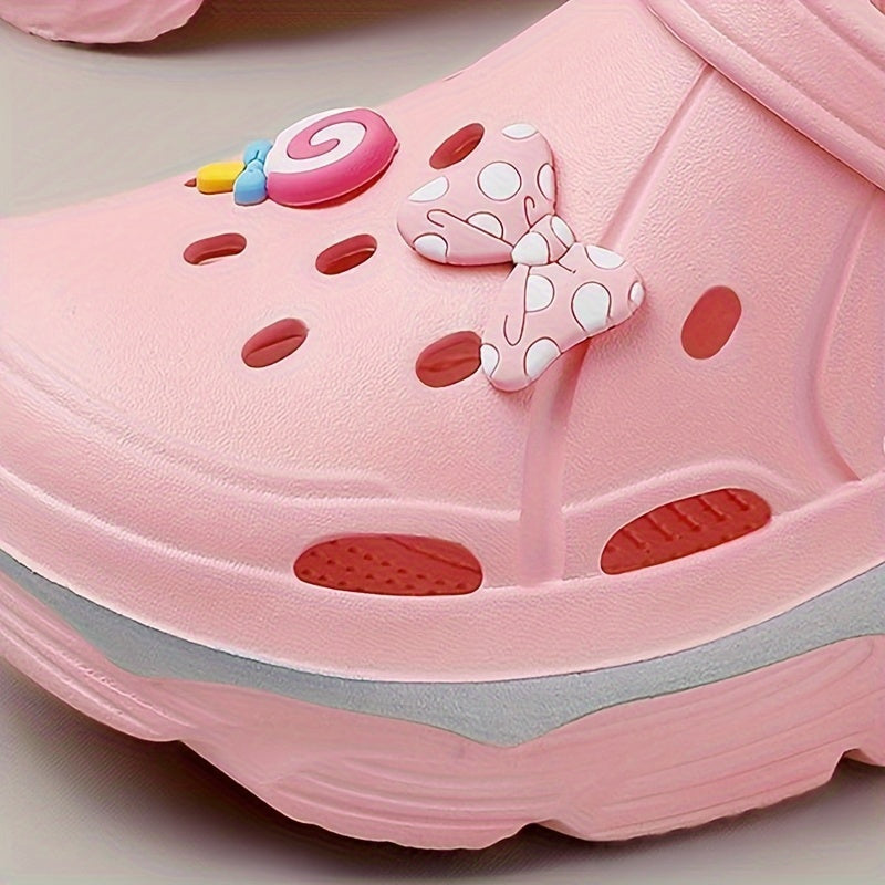 Women's Pink Floral Bow Sandals Lightweight EVA All-Season Platform