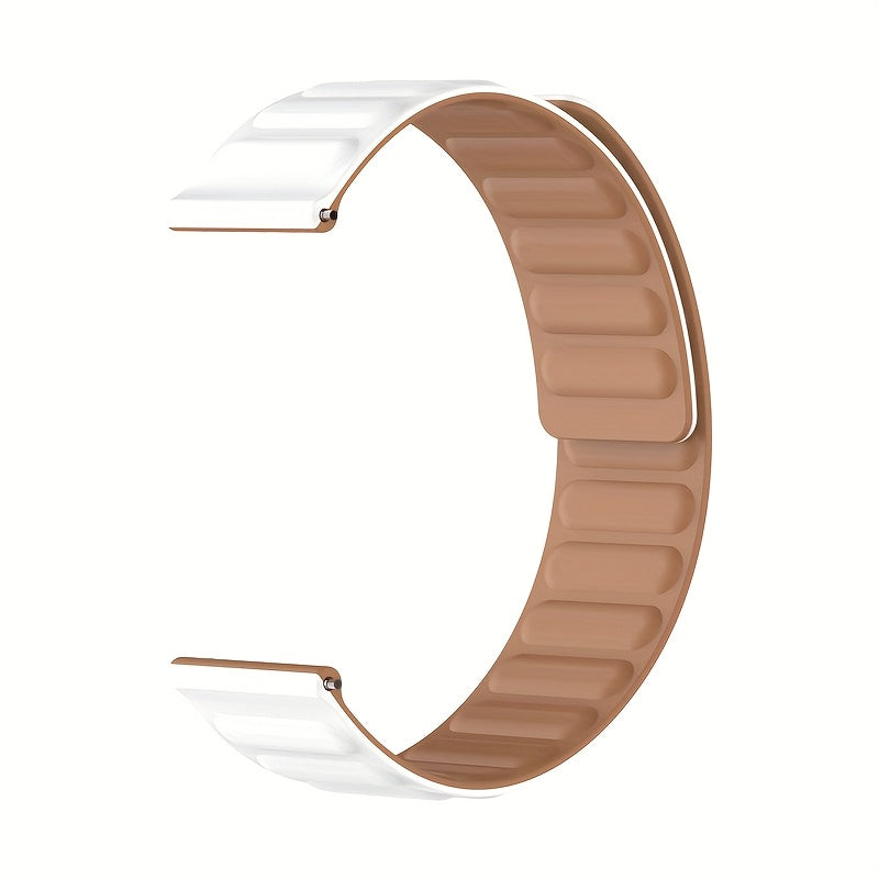 Silicone Watch Band with Magnetic Back Loop Water-Resistant 20mm-22mm Replacement Strap for Smartwatches with Deployant Clasp