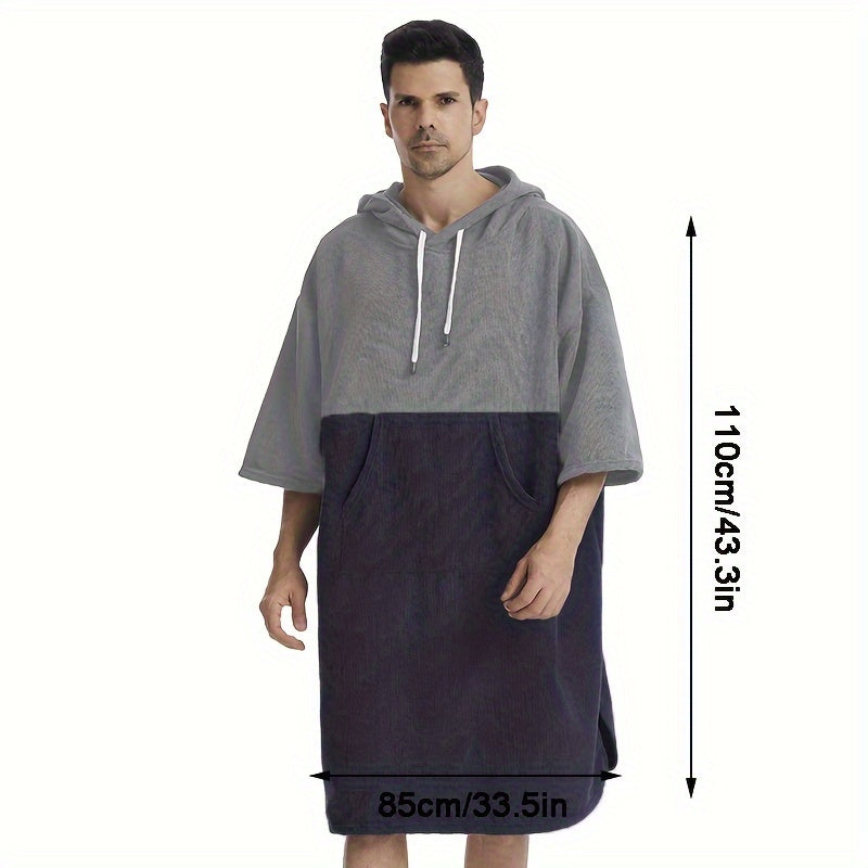 Color Blocking Hooded Changing Towel with Large Pocket for Beach and Pool