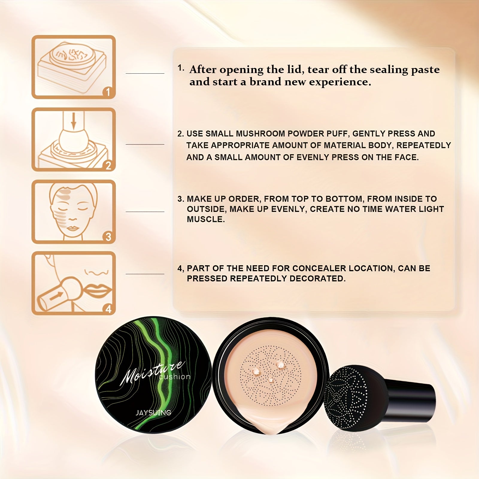 Women Lightweight Mushroom Head Air Cushion Foundation Natural Brightening CC Cream