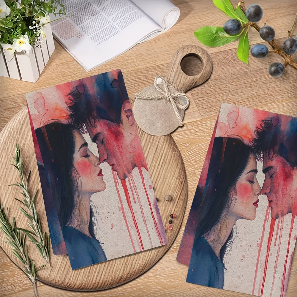 Coastal Theme Kitchen Towels Set of 2, Absorbent Polyester, 40x60 cm, Decorative Dish Towels