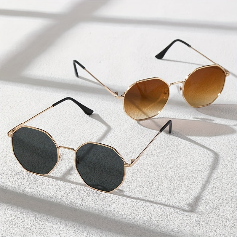 Ayollar va erkaklar uchun polygonal metall shisha to'plami, kundalik gradient dizayni, plyaj partiyasi aksessuarlari