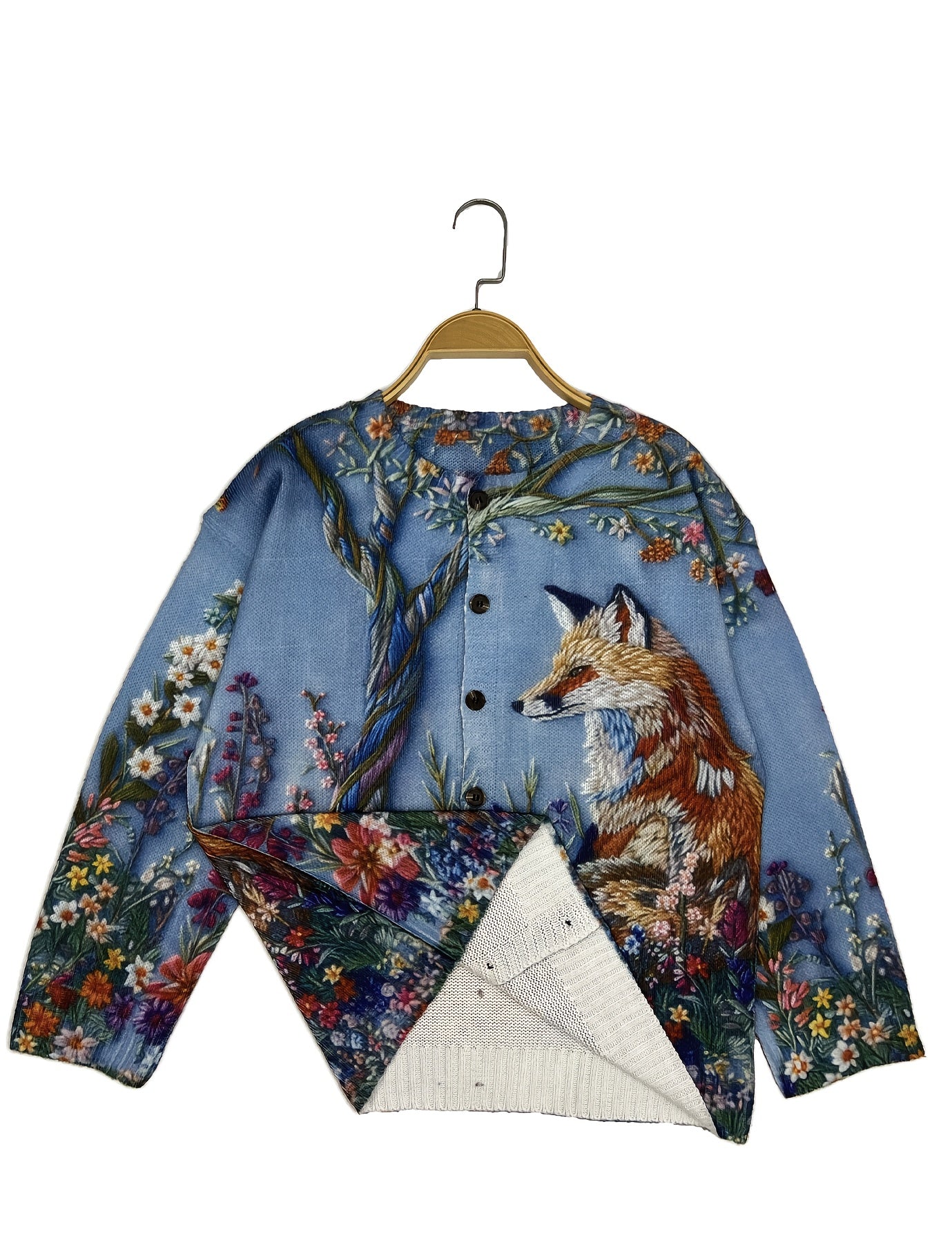 Plus Size Womens Lightweight Floral Cardigan Open Front Long Sleeve Sweater