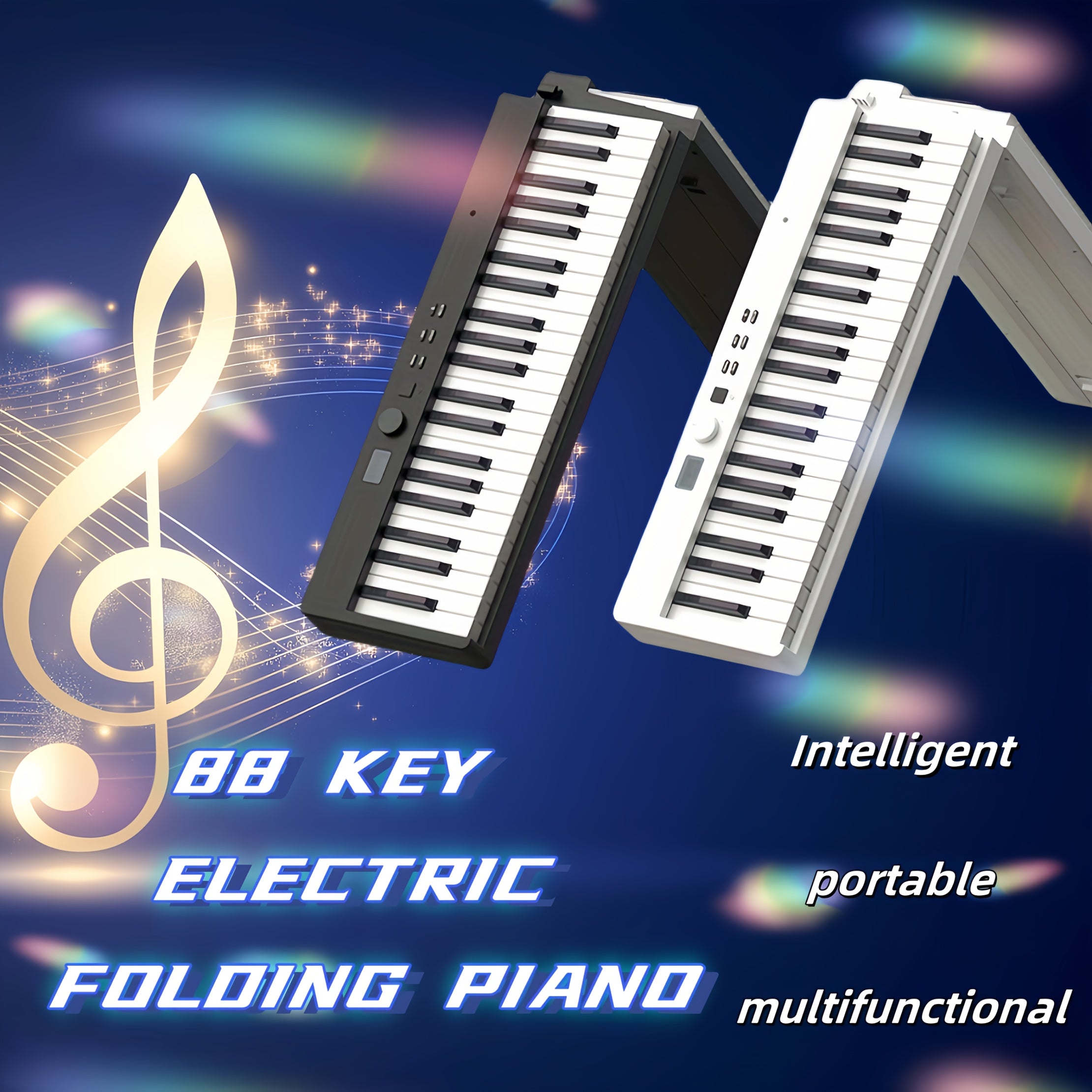 Ko‘p rangli qayta zaryadlanuvchi batareya va sumkaga ega 88 kalitli portativ yig‘iladigan raqamli pianino