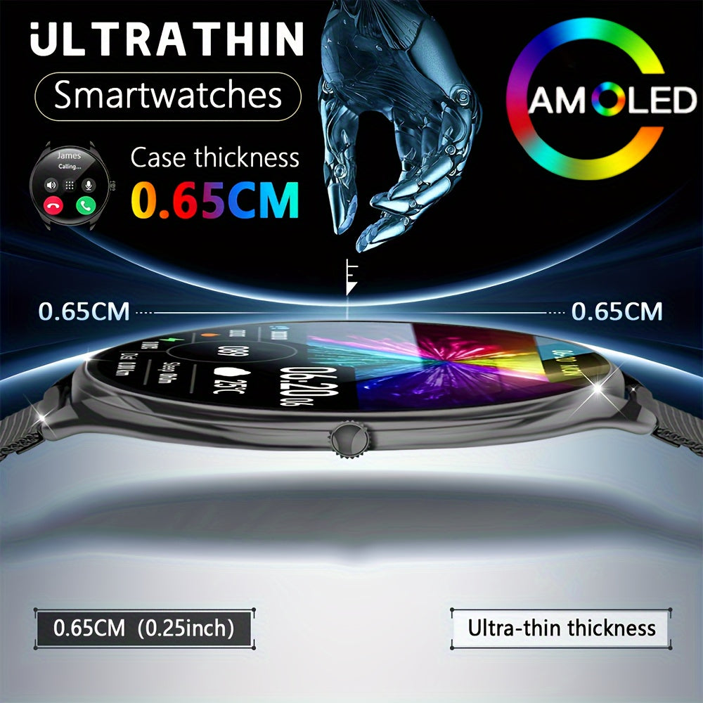 Стильные смарт-часы в подарок с сенсорным экраном 1,43 дюйма, функциями SMS/звонков, совместимые с Android/iPhone, фитнес-трекер с более чем 100 спортивными режимами.