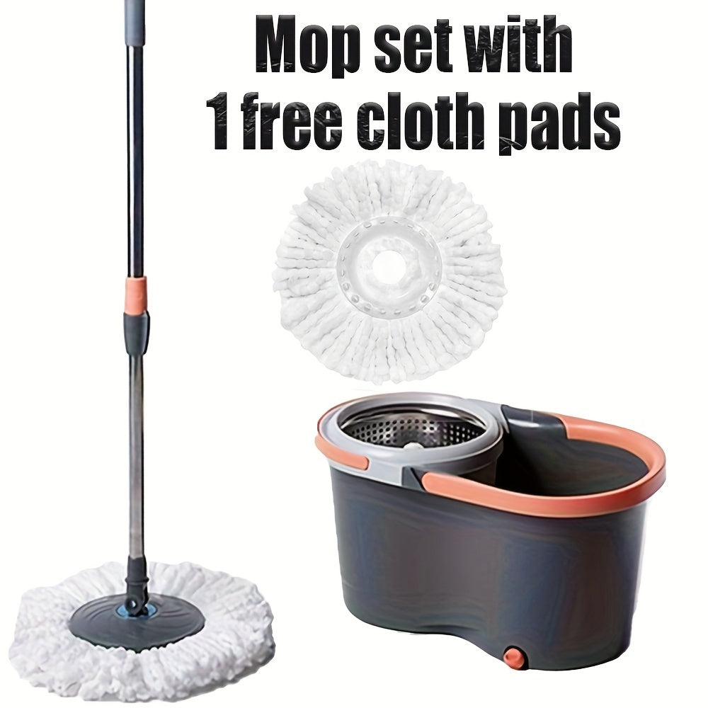 Spin Mop and Bucket Set with 3 Replacement Heads, Stainless Steel, Wet and Dry Cleaning