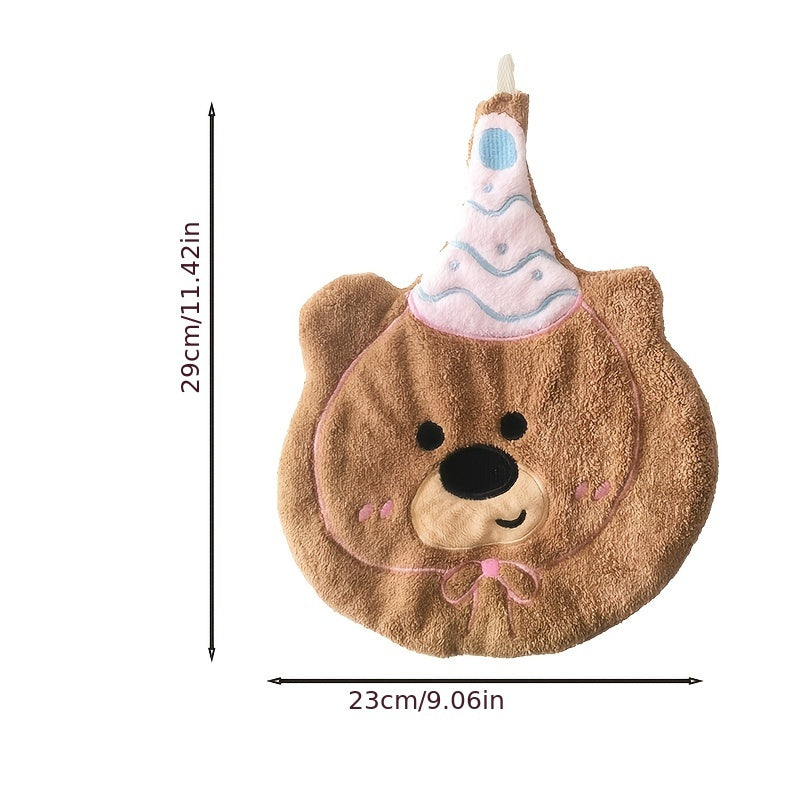 Coral Velvet Hand Towel with Hanging Loop Thick Absorbent Non-Shedding Kitchen Bathroom Use