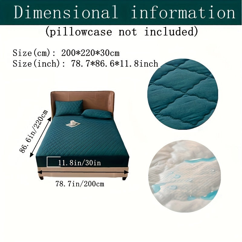 Waterproof Fitted Sheet with Geometric Embossed Pattern Deep Pocket Bed Sheet for Bedroom and Guest Room