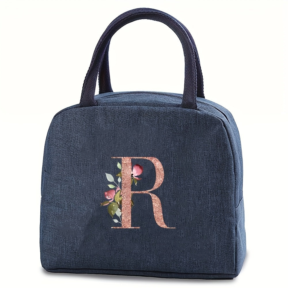 Insulated Lunch Bag with Monogram Rose Gold Waterproof Leakproof BPA-Free