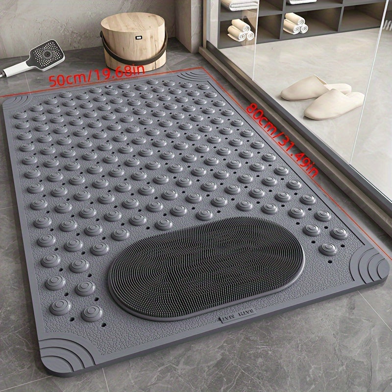 Anti-Slip Shower Mat with Drain Holes and Suction Cups for Bathroom Safety