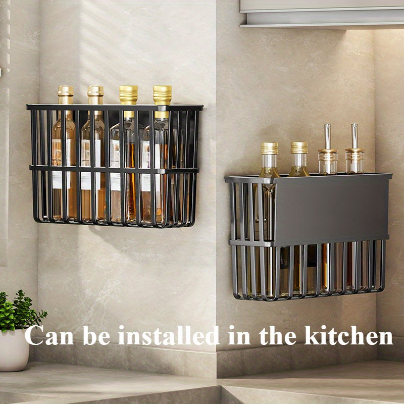 Multifunctional Wall-Mounted Plastic Storage Rack with Side Hooks for Kitchen and Home Organization
