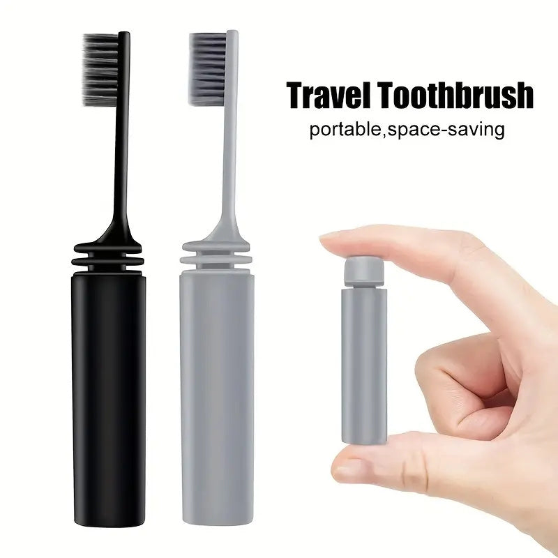 Adult Bamboo Charcoal Folding Toothbrush Travel Compact Soft Bristles