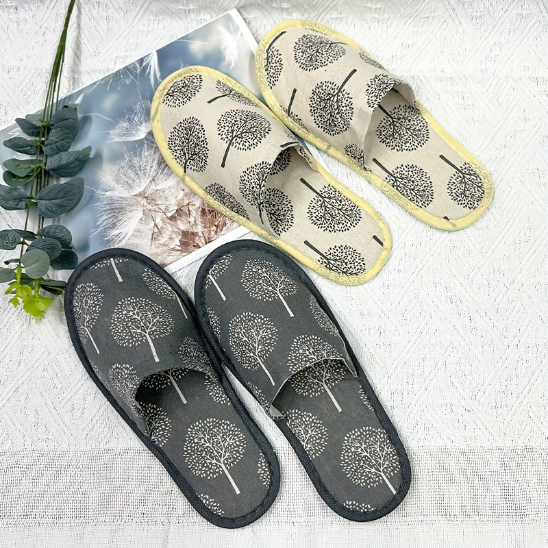 8 Pairs Women's Linen Home Slippers Gray White EVA Soles All Seasons