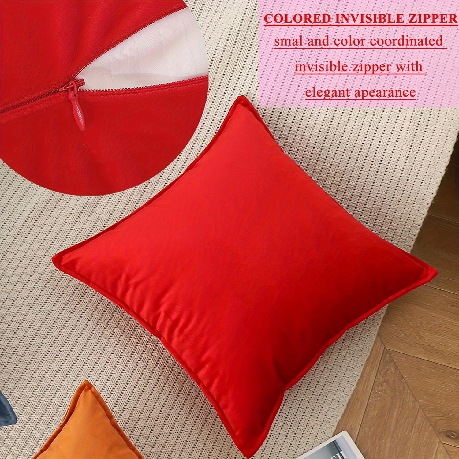 Shirin rangli divan yostiq qopqog'i uchun yumshoq velur chetli yostiq qoplamasi, yostiq kiritilmagan.