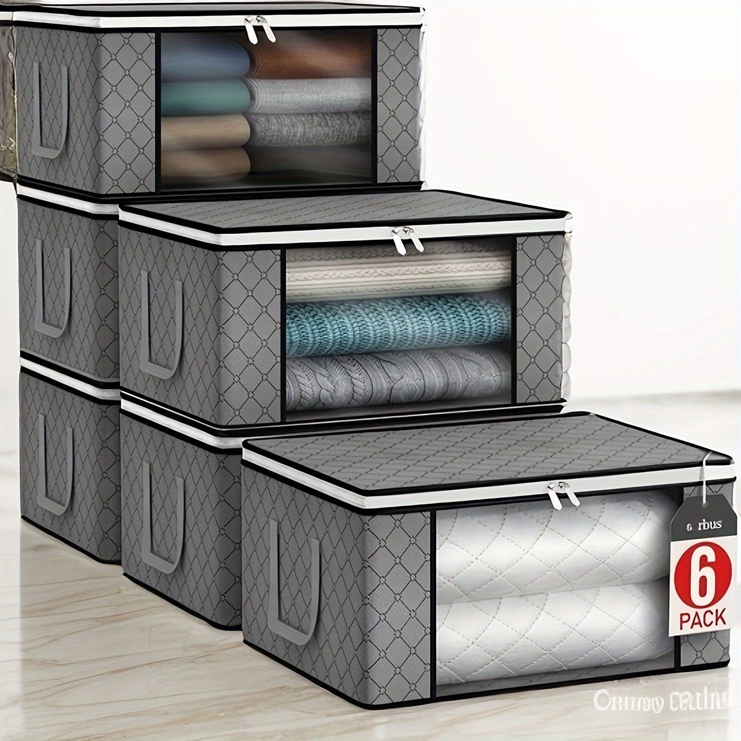 Grandes cajas de almacenamiento de tela plegables para organizar espacios 3/6 Set