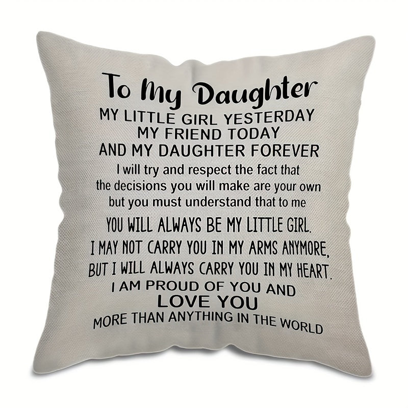 Double-Sided Daughter Pillow Cover Cozy Plush Home Decor Birthday Gift from Mom and Dad