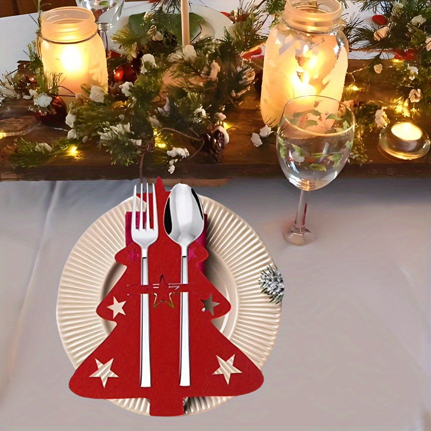 12-Piece Christmas Themed Cutlery Set with Matching Placemat and Table Decor