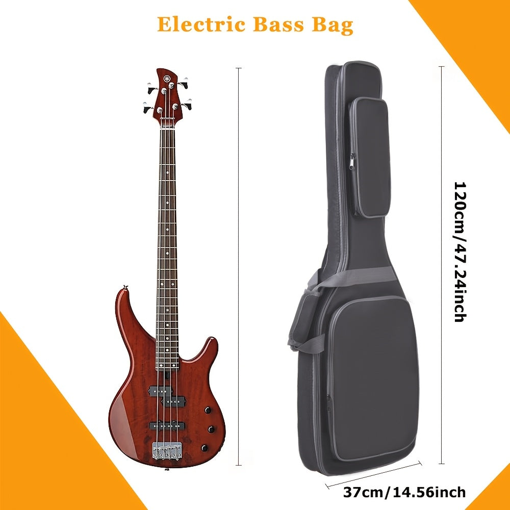 12mm Black Waterproof Electric Guitar Bag with Shockproof Dustproof Portable Storage for Electric Bass