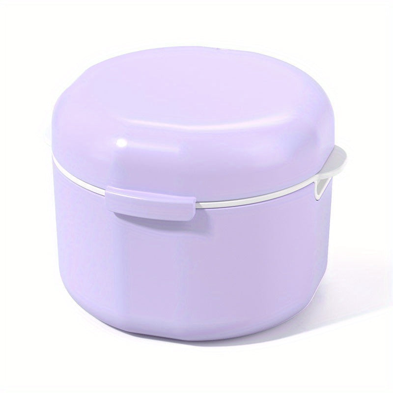 Two-Layer Denture Cleaning Case with Lid Portable Leak-Proof